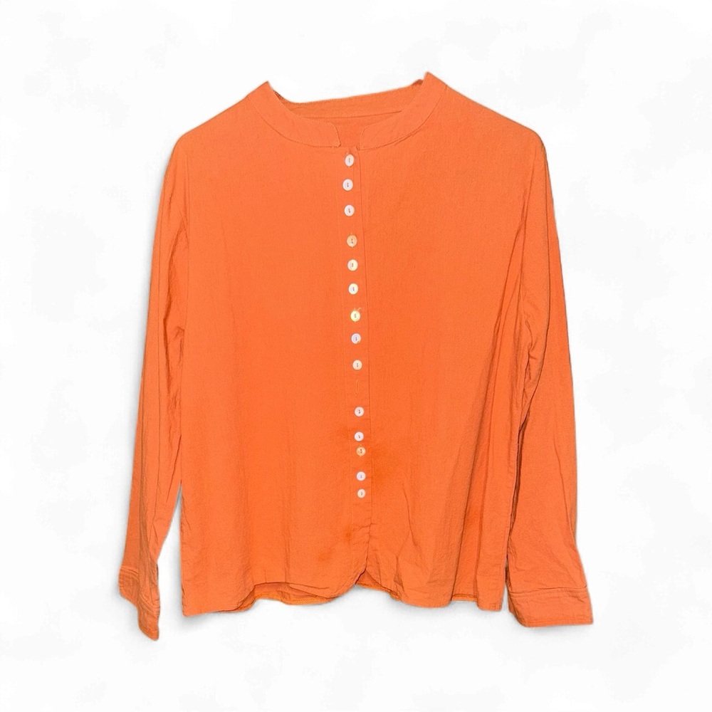 Orange Button-Up Women's Top
